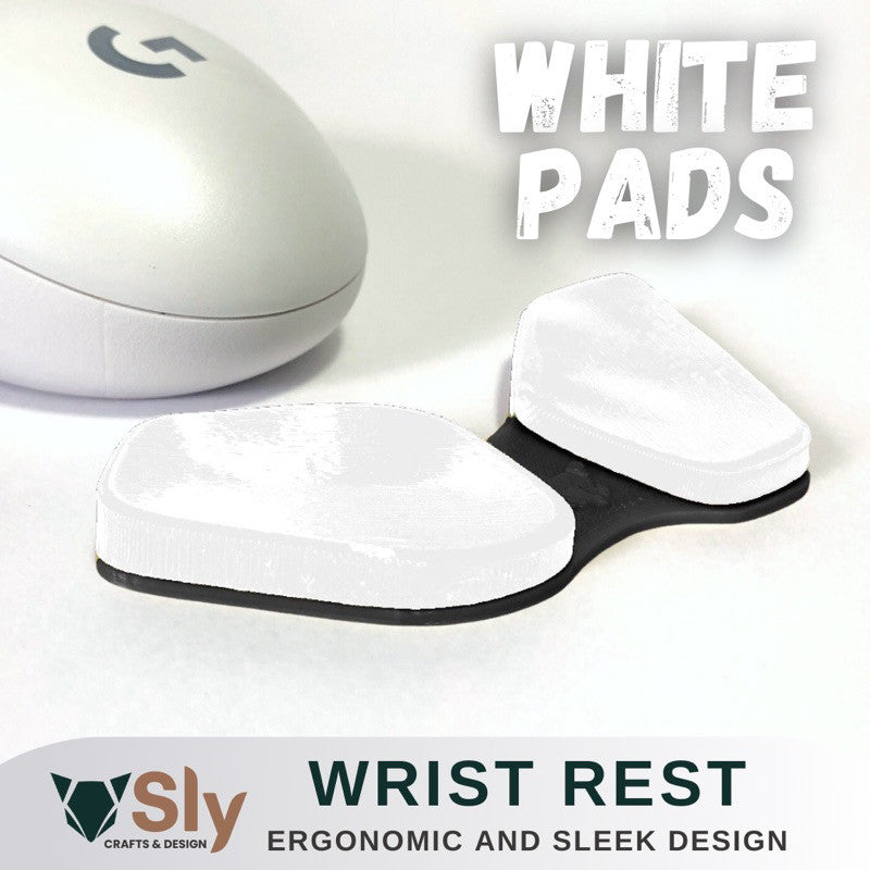 WHITE PADS Ergonomic Wrist Rest Mouse Firm Palm Pad (Right or Left Handed) Support For Computer