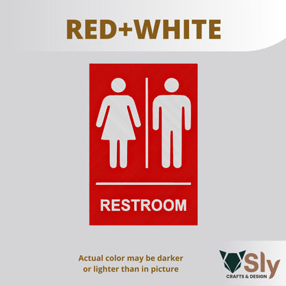 Unisex Restroom Sign | Universal Toilet Door Plate for Home, Office, Business FREE ADHESIVE