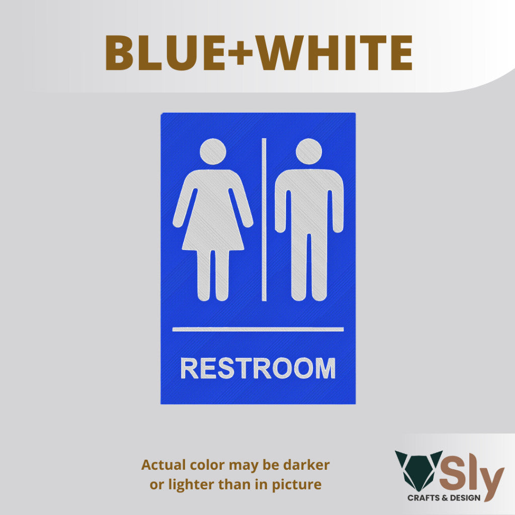 Unisex Restroom Sign | Universal Toilet Door Plate for Home, Office, Business FREE ADHESIVE