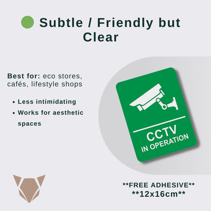 CCTV in Operation Sign | Security Camera Warning with Free Adhesive for Home & Office