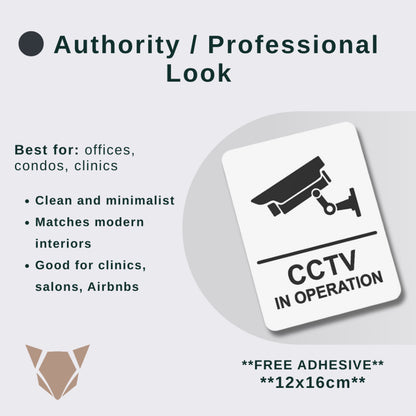 CCTV in Operation Sign | Security Camera Warning with Free Adhesive for Home & Office