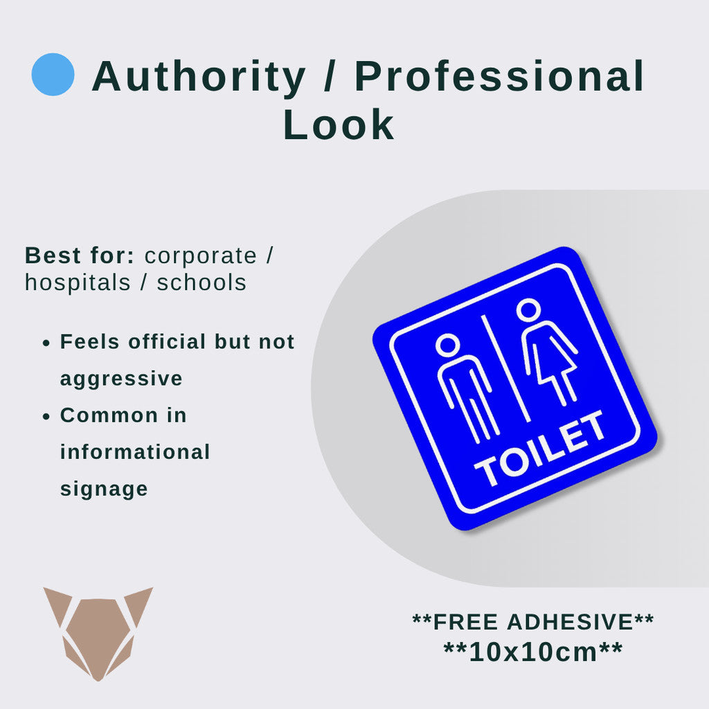 Toilet Sign Line Art Style | Rectangular and Square Door Sign with Free Adhesive