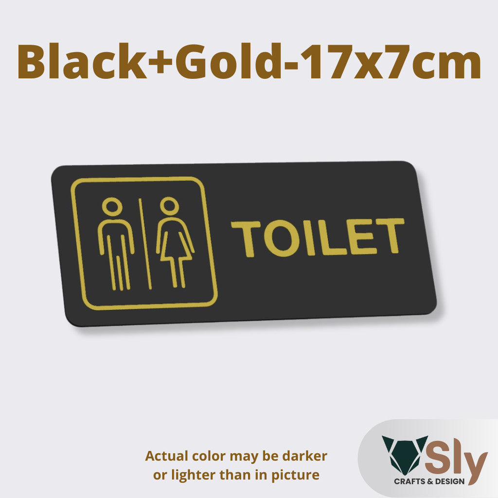 Toilet Sign Line Art Style | Rectangular and Square Door Sign with Free Adhesive
