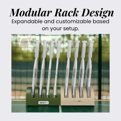 Modular Pickleball Paddle Rack with Next Up Tag | Portable Paddle Holder Organizer