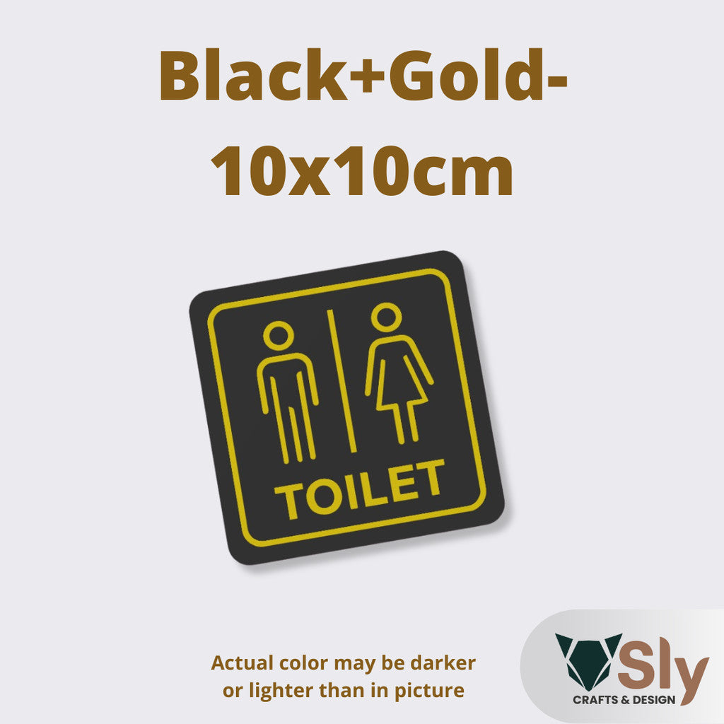Toilet Sign Line Art Style | Rectangular and Square Door Sign with Free Adhesive