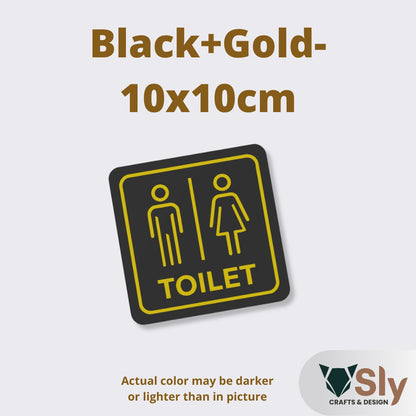 Toilet Sign Line Art Style | Rectangular and Square Door Sign with Free Adhesive