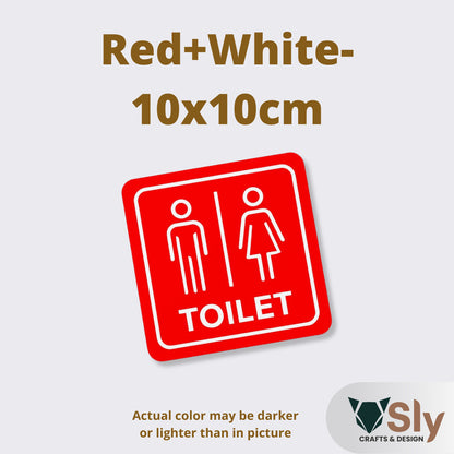 Toilet Sign Line Art Style | Rectangular and Square Door Sign with Free Adhesive