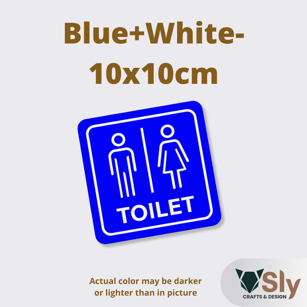 Toilet Sign Line Art Style | Rectangular and Square Door Sign with Free Adhesive
