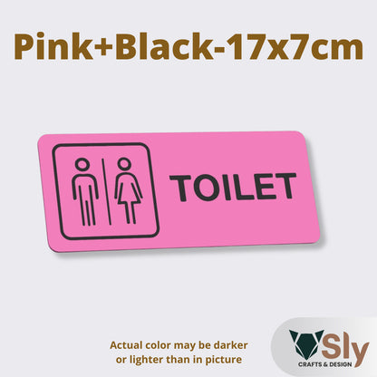 Toilet Sign Line Art Style | Rectangular and Square Door Sign with Free Adhesive