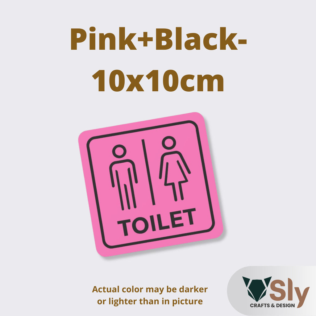 Toilet Sign Line Art Style | Rectangular and Square Door Sign with Free Adhesive