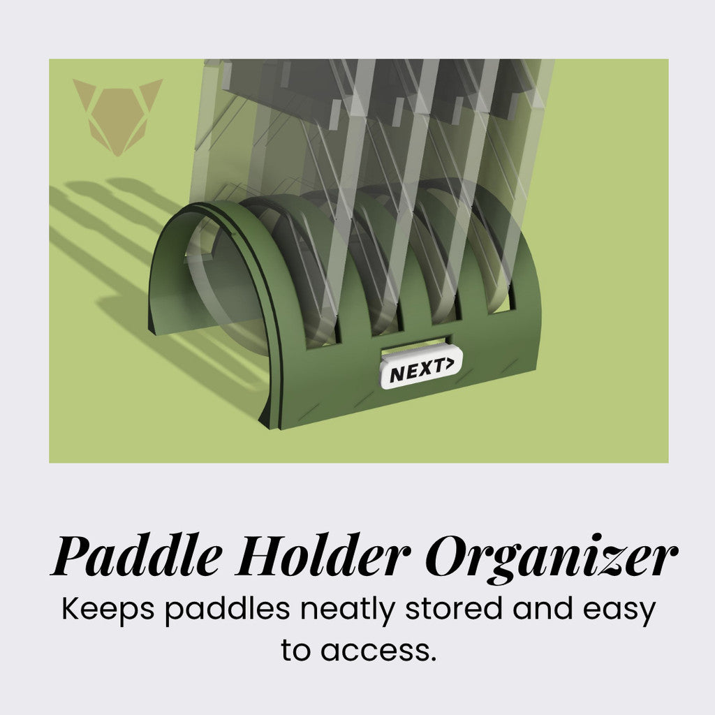 Modular Pickleball Paddle Rack with Next Up Tag | Portable Paddle Holder Organizer